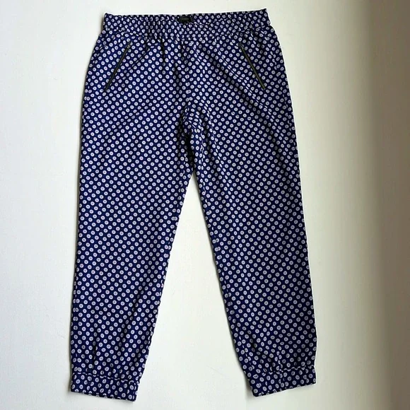 J.Crew Turner Pant In Medallion Foulard -Blue/ Lilac- Size 8 - Picture 2 of 7